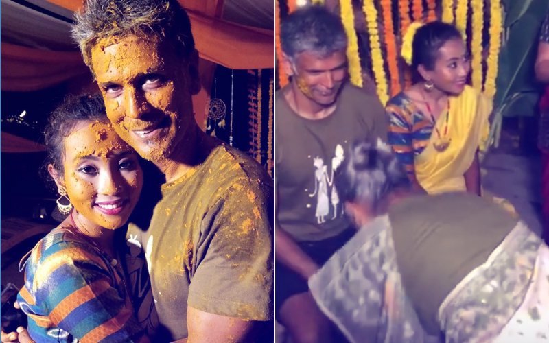 शादी से पहले देखिए मिलिंद सोमन और अंकिता कोंवर की हल्दी सेरेमनी