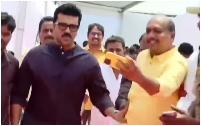 WHAT! Ram Charan PUSHES A Fan Away Who Tries Taking Selfie With Him At Andhra CM Swearing In Ceremony - WATCH