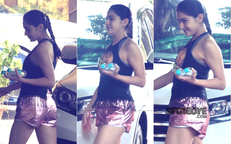 #FitnessFriday: Trendy Sara Ali Khan Wears Metallic Gold Shorts To Gym