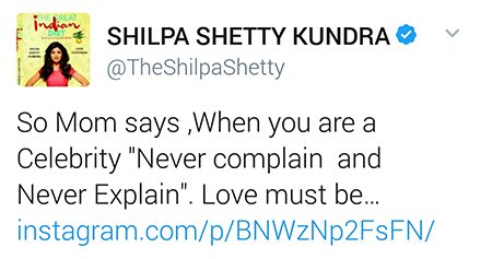 Shilpa Shetty gives a comment about her moms saying