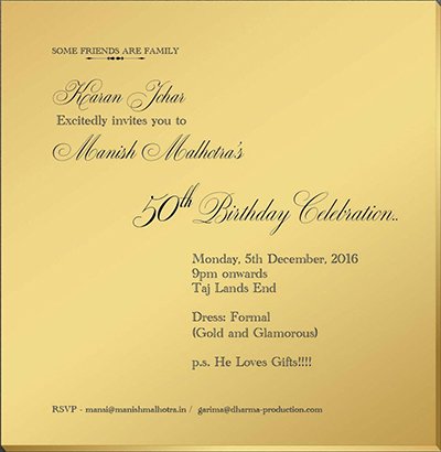 manish malhotras birthday invitation