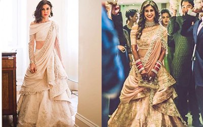 Scherezade Shroff and kishwer merchantt in their wedding dresses