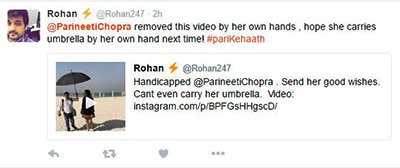 a twitterati trolls parineeti chopra for making another carry her an umbrella