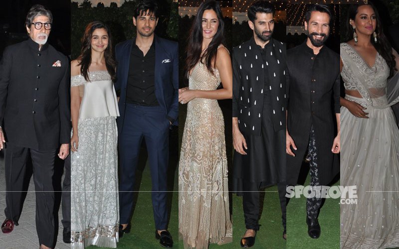 Big B, Alia-Sidharth, Katrina, Aditya, Shahid, Sonakshi At Ronnie Screwvala’s Daughter’s Wedding Reception
