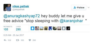 anurag kashyap and karan johar controversy tweet