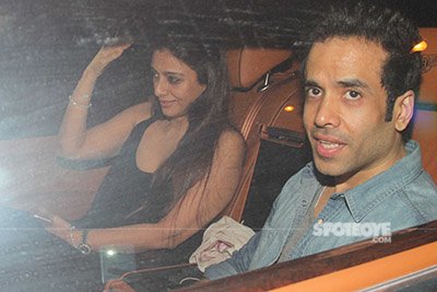 tabu and tusshar kapoor snapped at karan johars valentines party