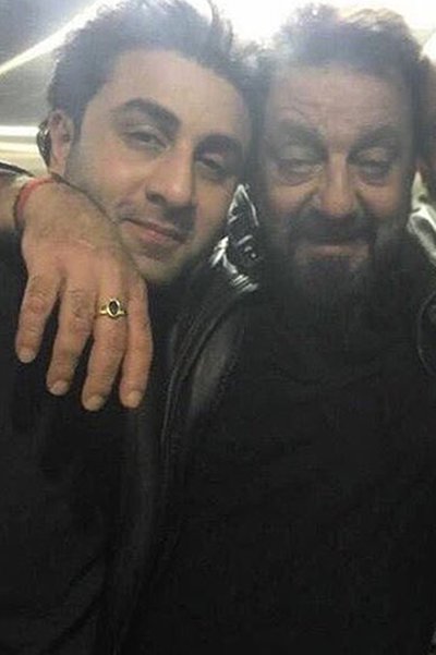 sanjay dutt and ranbir kapoor share a warm moment with each other