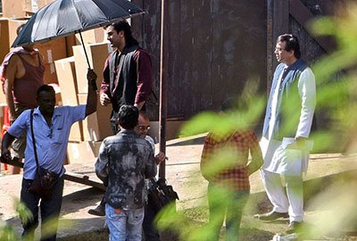 ranbir kapoor and aresh rawal on the sets of sanjay dutts biopic