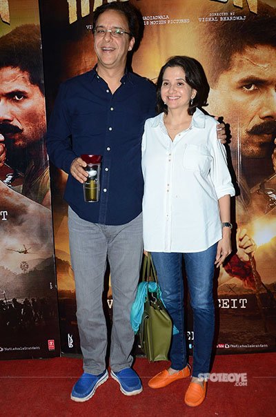 vidhu vinod chopra and anupama chopra at the special screening of rangoon held for bollywood filmmakers