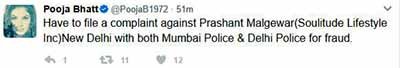 pooja bhatt has to file a police complain