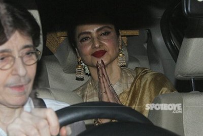 rekha spotted at phillauri screening