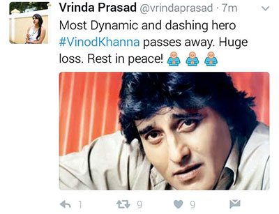 fans post regarding the death of vinod khanna