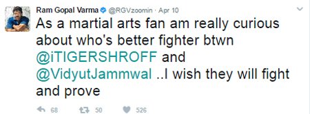 ram gopal verma tweets about being a martial arts fan but is not a fan of tiger shroff