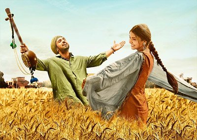 anushka sharma and diljit dosanjh in the fields in a still from phillauri