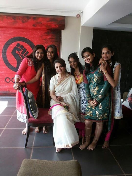 sharmila tagore pose with a fans at the bash