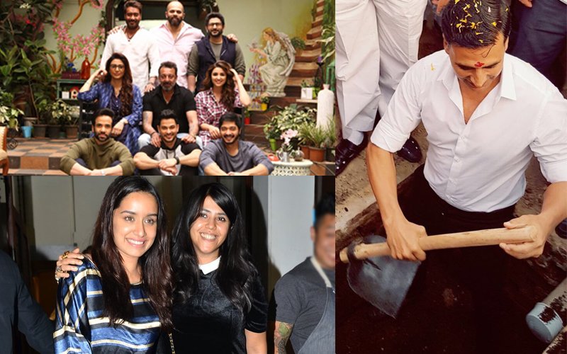 SPOTTED: Sanjay Dutt Meets Golmaal Gang, Akshay Kumar Digs A Toilet Pit, Shraddha Kapoor Bonds With Ekta Kapoor