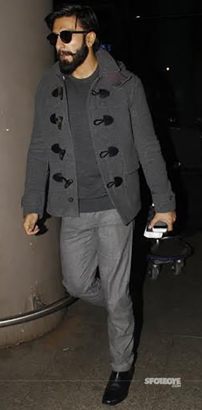 ranveer singh in a grey coat