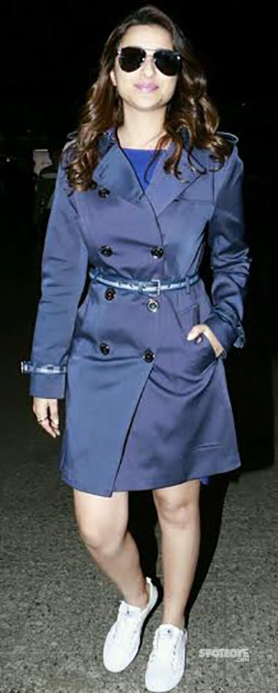 Parineeti Chopra in a blue coat