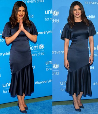 priyanka chopra in blue outfit at unicef event