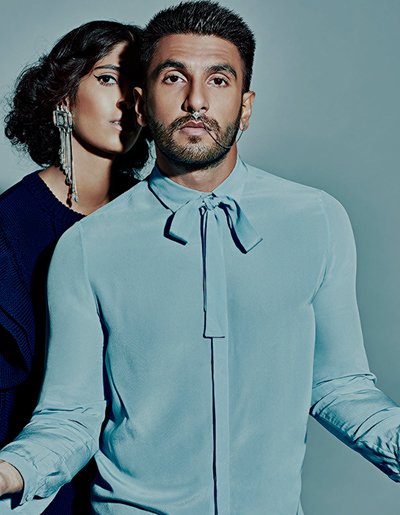 ranveer singh in pussy bow blouse