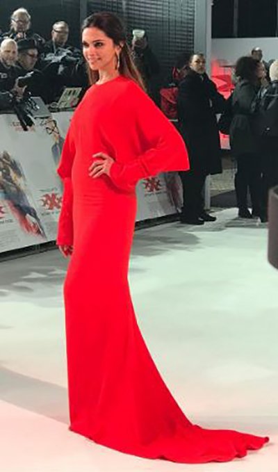 deepika padukone in a red dress