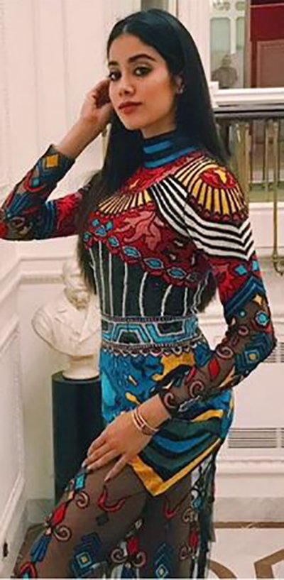 jhanvi kapoor in a colorful dress