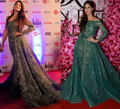 jacqueline fernandez at the filmfare awards 2017 and katrina kaif at lux golden rose awards