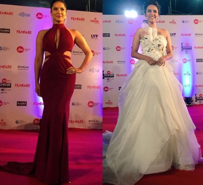 sunny leone and swara bhaskar at the filmfare awards 2017