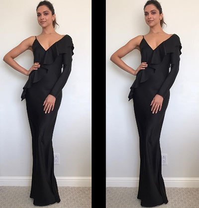 deepika padukone in a black gown for xxx press conference