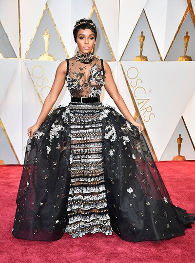 janelle monae in an elie saab gown at the oscars 2017