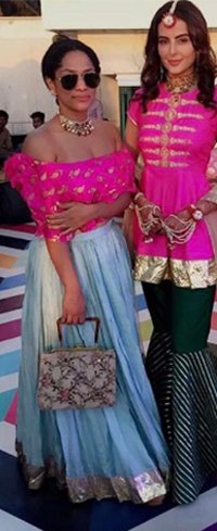 masaba gupta and mandana karimi in their pink attire
