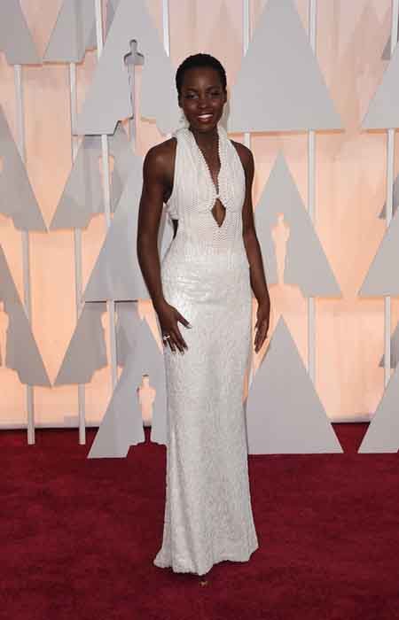 lupita nyongos custom made hand sewn calvin klein collection gown