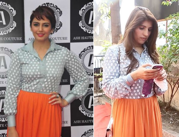 similar outfit by huma qureshi and a guest