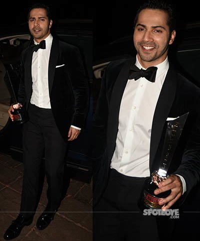 varun dhawan looks stylish in a tux and bow-tie at the hello hall of fame awards 2017