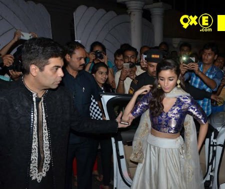karan johar and alia bhatt at diwali party