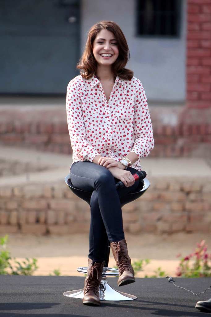 anushka sharma wore a heart print shirt by marks and spencer at an event