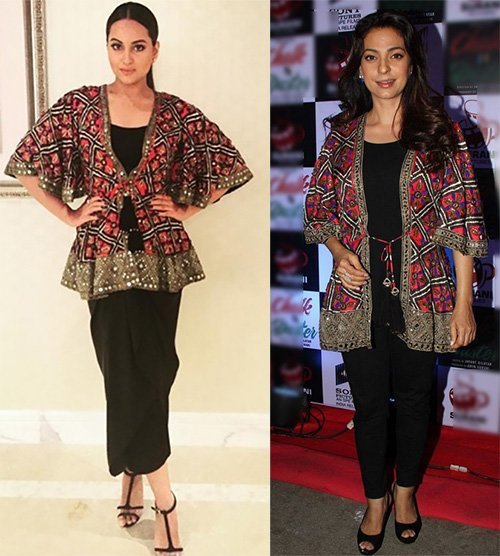 sonakshi sinha and juhi chawla wore similar jacket