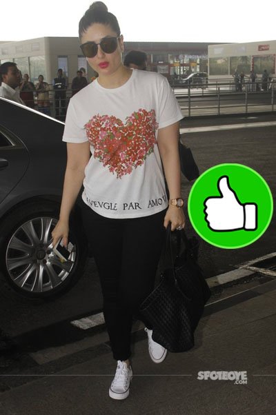 kareena kapoor khan looks stunning in a casual top and leggings at the airport