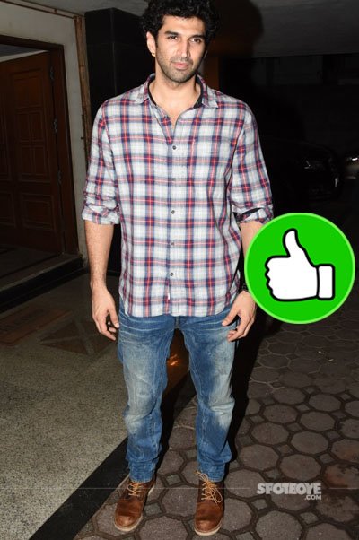 aditya roy kapur looks presentable at mohit suri birthday bash in a checked shirt and jeans