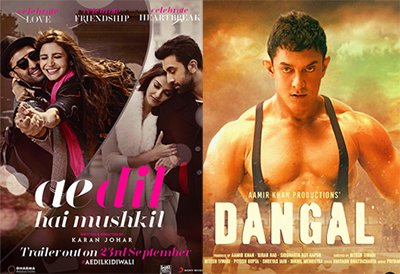 ae dil hai mushkil and dangal poster aamir khan