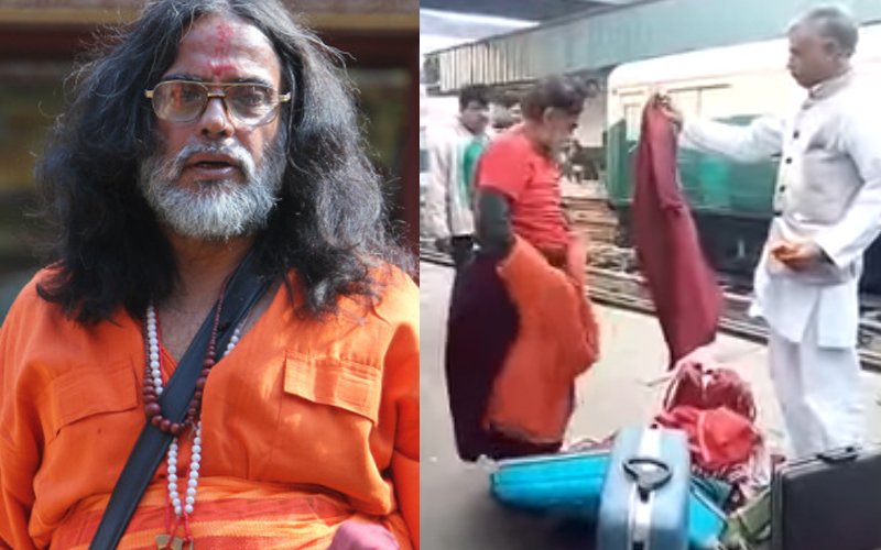 OMG! Swami Om Changes Clothes Right In The Middle Of Delhi Railway Station!