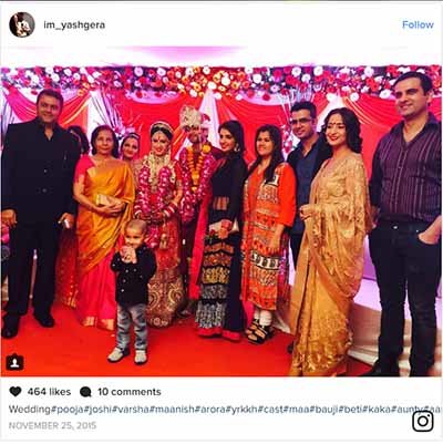 yash gera shares a pic of pooja joshis wedding