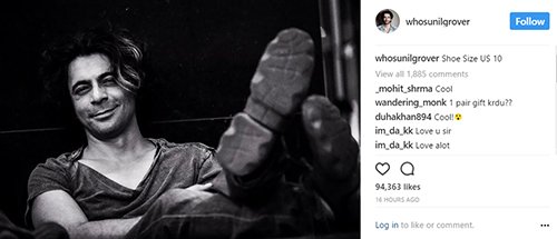 sunil grover posts an instagram picture of his shoe to give a reply to kapil sharma