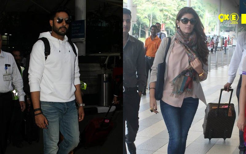 Trendy Travellers: Abhishek Bachchan, Twinkle Khanna At The Airport
