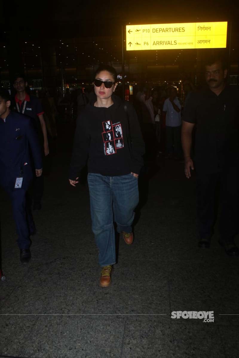 Kareena Kapoor Khan returns from London in a hoodie, jeans and