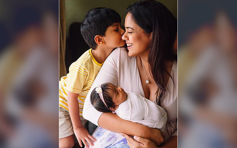 Sameera Reddy Shares An Endearing Picture Of Her ‘World’ With Her Kids Hans And Nyra