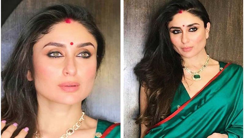 Kareena Kapoor Khan Goes Desi In A Green Silk Saree, Wears Vermilion And A Red Bindi; #WayBackWednesday