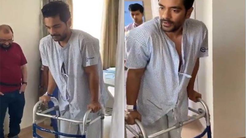 Angad Bedi Takes Baby Steps Post His Knee Surgery, Is Happy To Be Back On His Feet