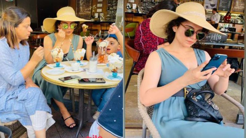 Kangana Ranaut Enjoys A Gorgeous View In Budapest With Lip Smacking Ice Cream Along With Sister Rangoli Chandel And Nephew Prithivi