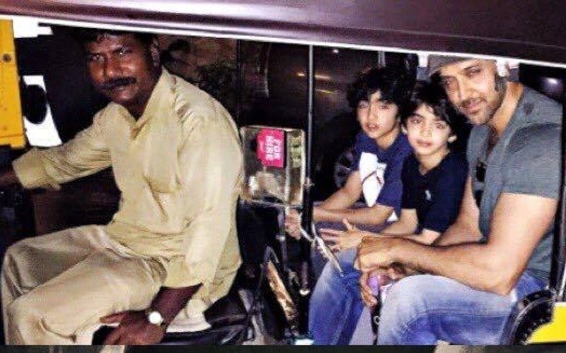 Hrithik Roshan's auto ride with Hrehaan and Hridhaan